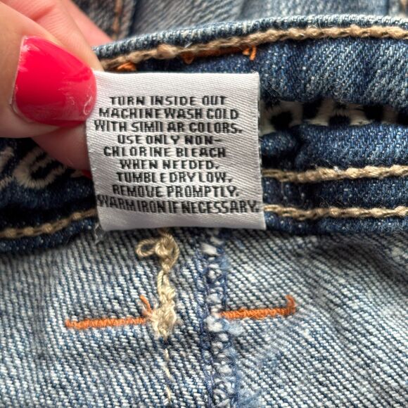 Blue Asphalt Vintage Y2K Micro Mini Skirt Denim Grunge Distressed Size 5 I117 - Picture 10 of 11